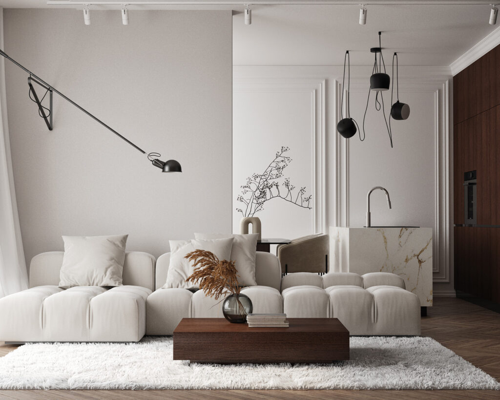 Moderne Einrichtung in Beige schwarz Interior Design Home Staging Hannover Khatia Jintcharadze